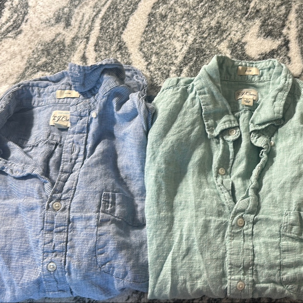 J. Crew Blue and Green Button Down Shirts Casual Style